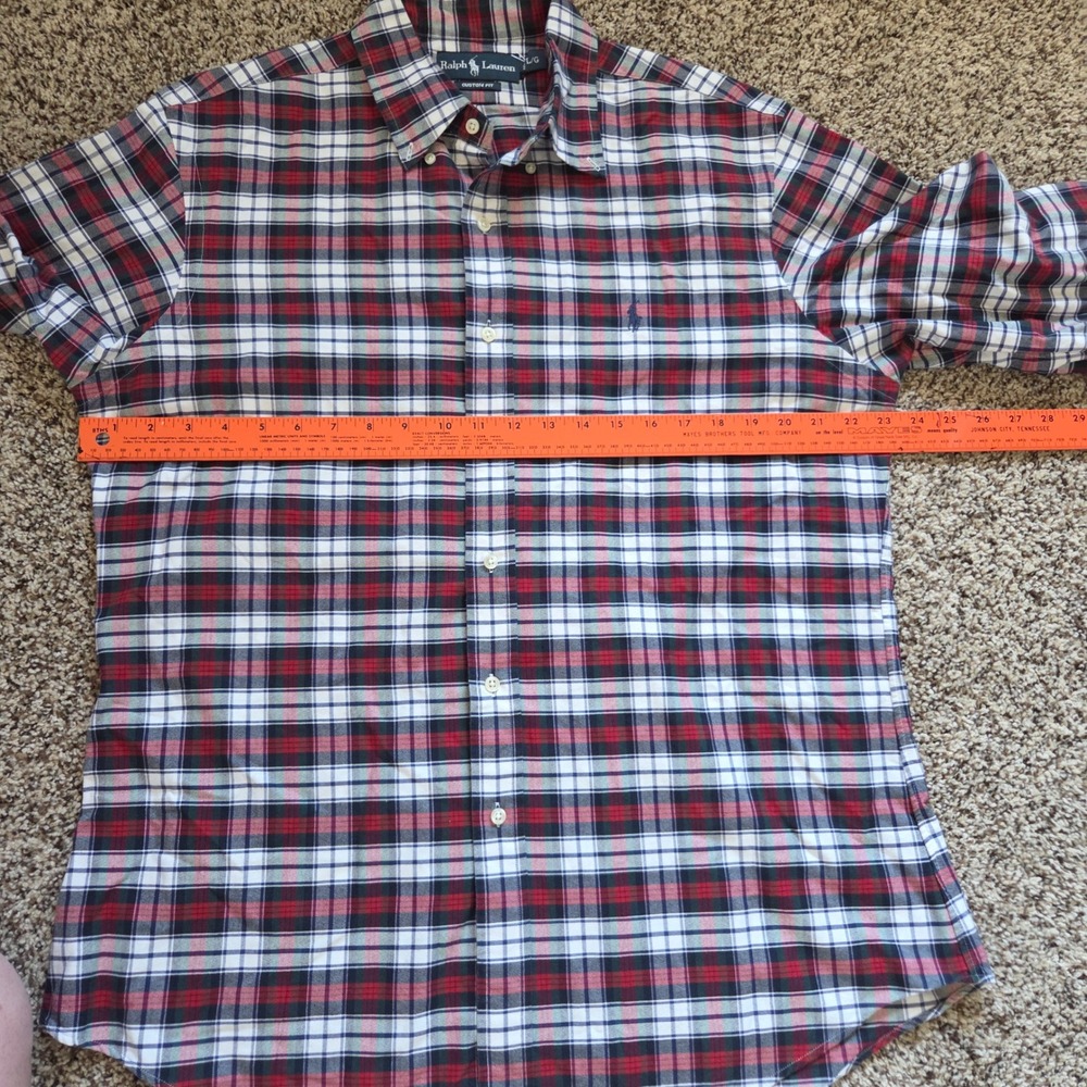 Ralph Lauren Custom Fit Plaid Button Down Shirt Mens Large Red White Blue Preppy - Picture 4 of 6